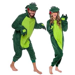 Unisex Alligator Crocodile Green Onesie Plush Costume Relax Fit Oversized S